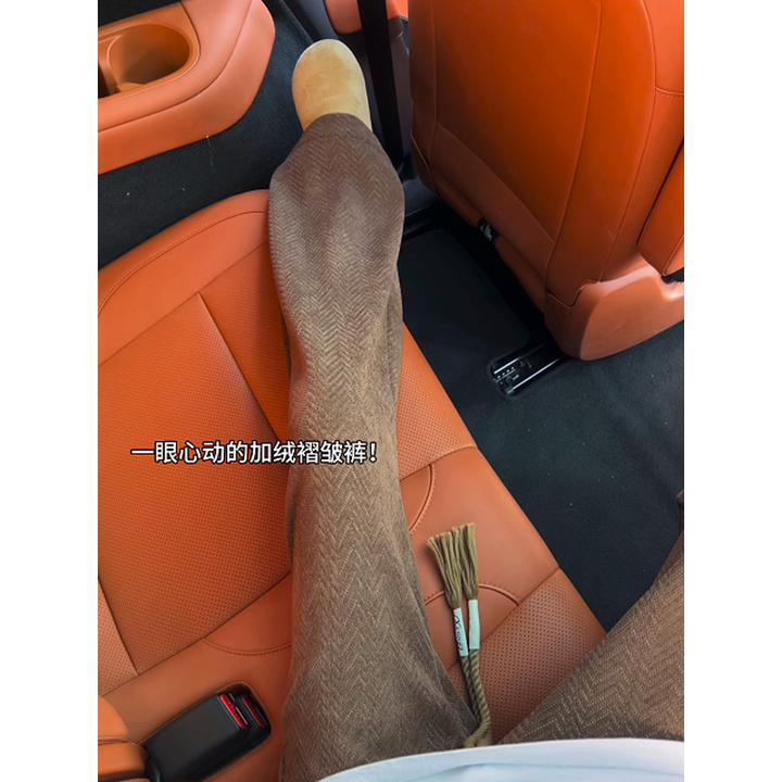 美式人字纹褶皱裤子男秋冬加绒加厚垂感伞兵裤美拉德直筒休闲长裤