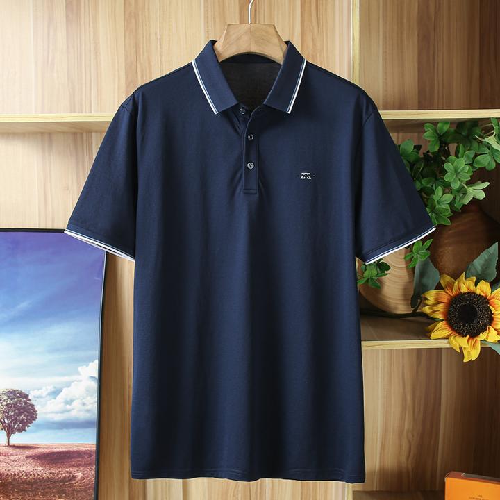 丝光棉撤柜男装藏青POLO衫男款中年短袖商务休闲翻领短袖T恤衫