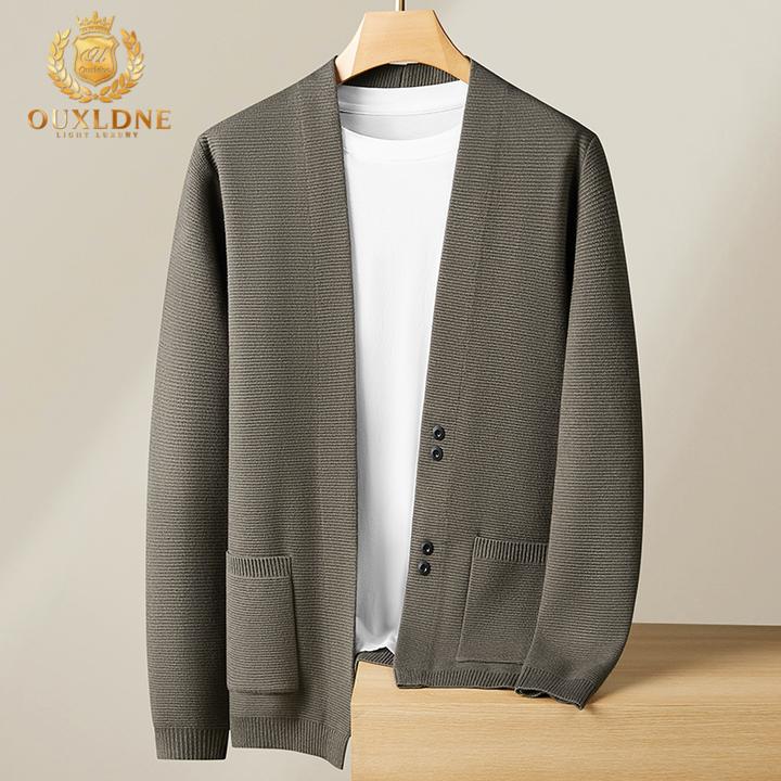 OUXLDNE 2025秋季新款针织开衫男加大码男装青年时尚痞帅休闲外套