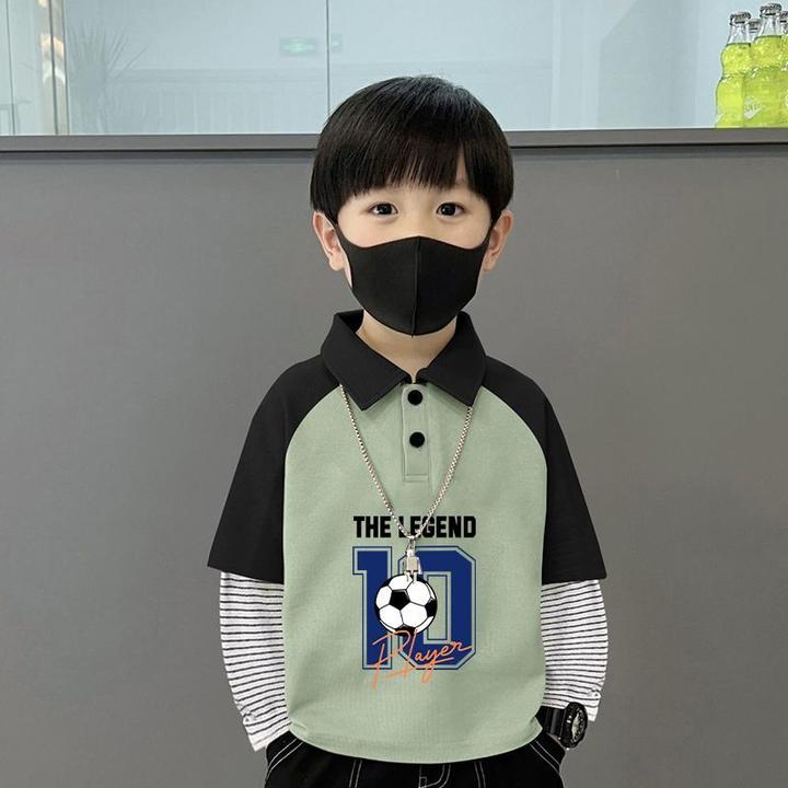 春秋季2025新款POLO衫速干撞色秋款假两件洋气韩版翻领长袖打底衫