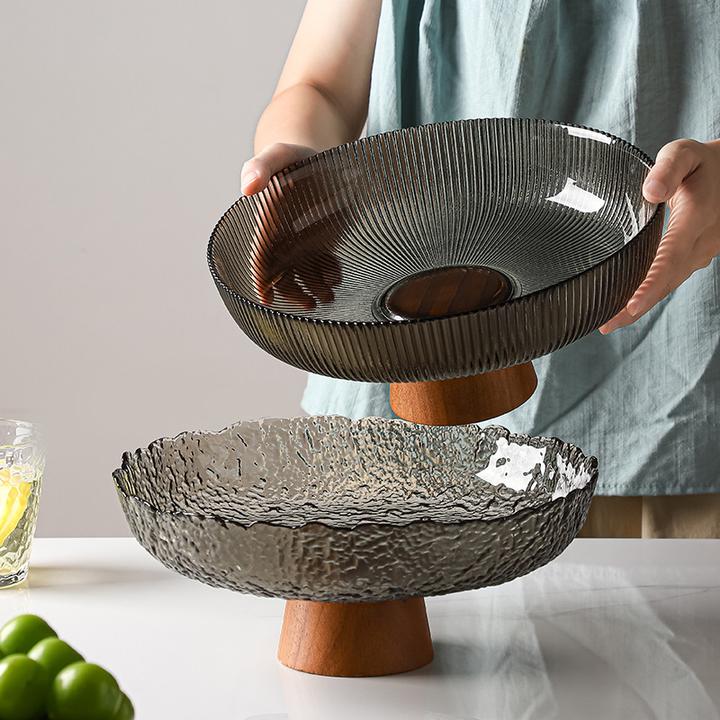 轻奢北欧风玻璃果盘高级感客厅茶几糖果盒烟灰透明高脚大容量干果