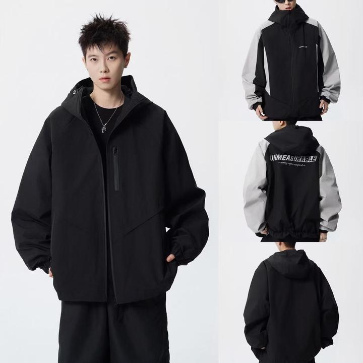 双面穿连帽三防春秋印花夹克男女情侣百搭外套户外机能硬壳冲锋衣