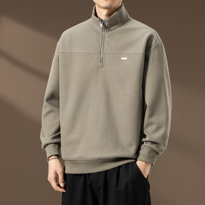 2025秋季新款立领套头半拉链卫衣男士青年修身百搭简约运动服上衣