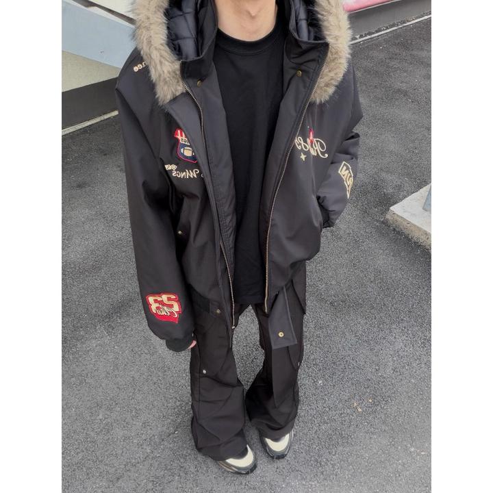 冬季美式刺绣徽章座山雕棉衣外套男夹棉加厚保暖夹克棉服602