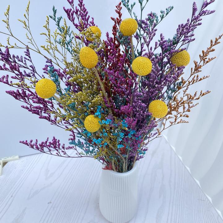 干花花束+赠送花瓶 真花 永生干花 高级干花 不凋谢的鲜花