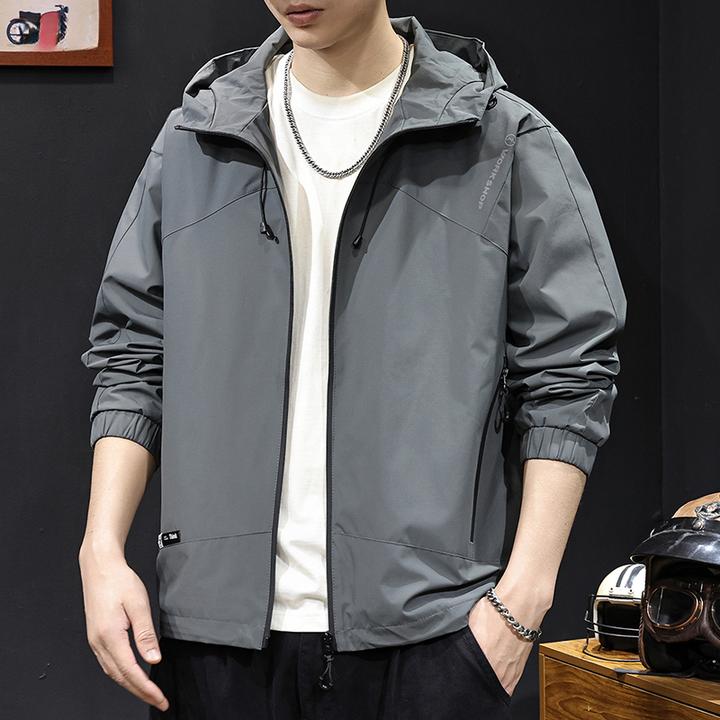 美式潮牌新款轻薄冲锋衣男士2025秋季休闲大码春秋款连帽夹克外套