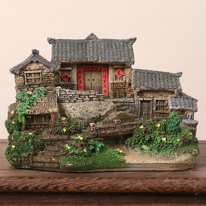 豆磨家石径小筑复古风格微缩景观创意摆件客厅庭院创意家居装饰品