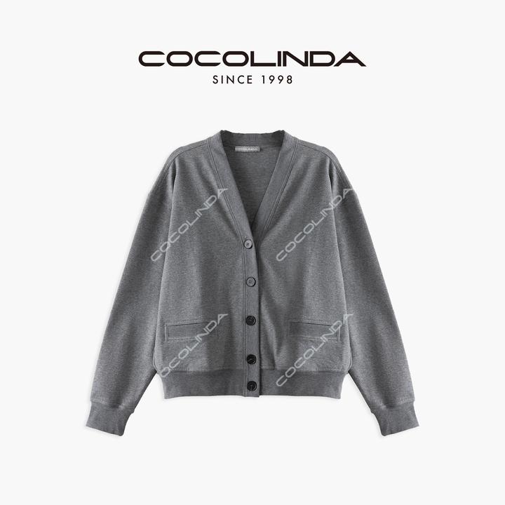 COCOLINDA | 棉质意式老钱风简约V领薄开衫C3241