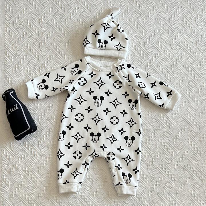 秋装婴儿一体绒爬服男女宝宝加绒保暖连体衣家居服外出服抱衣秋冬