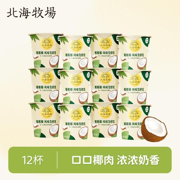 北海牧场 新品酸奶椰椰椰100g*12杯营养早餐代餐真实果粒简单配方
