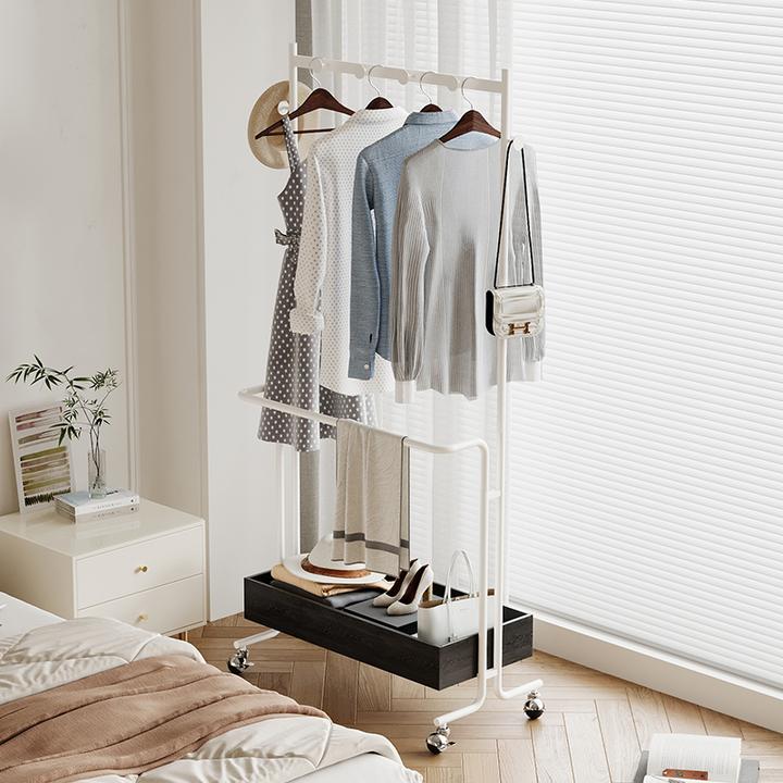 三分糖衣帽架卧室落地可移动衣架复古轻奢高级感挂衣架家用置物架