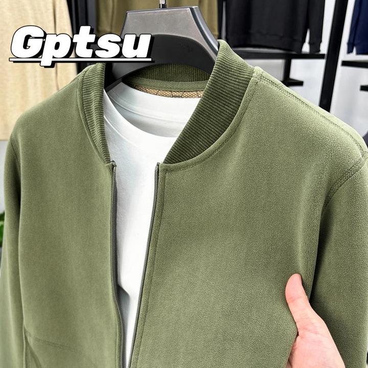 GPTSu高端抓绒衣男摇粒绒开衫秋冬季加绒加厚保暖棒球领外套夹克