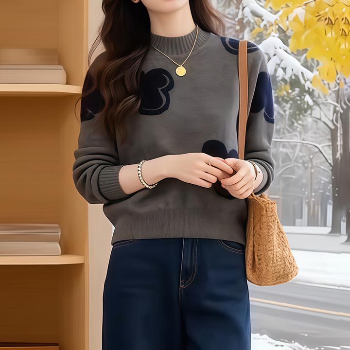 秋冬新款时尚提花小个子毛衣女士短款高腰宽松内搭外穿针织打底衫