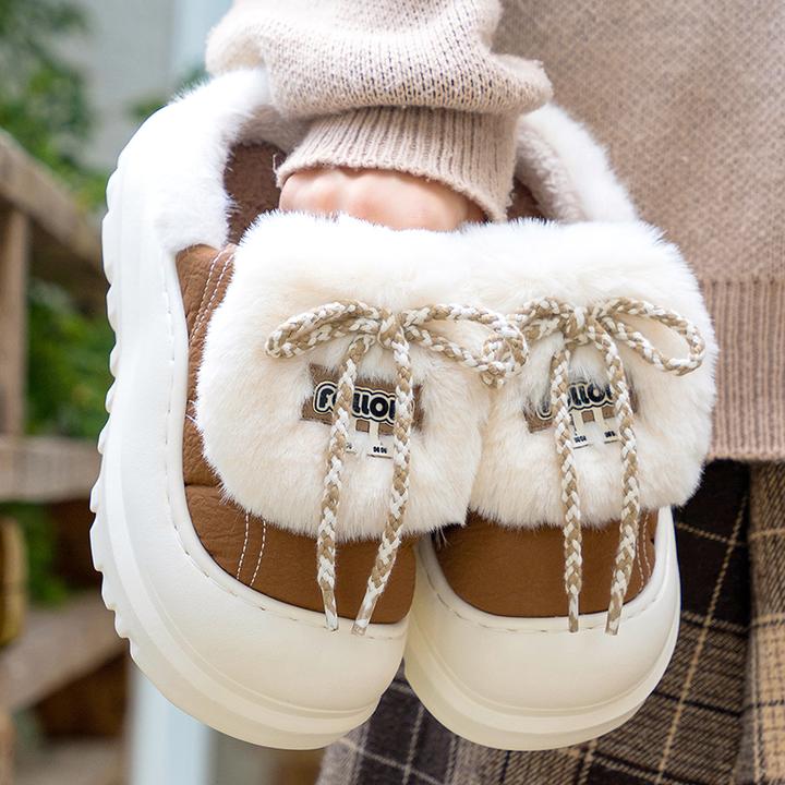 厚底棉拖鞋女士2025秋冬季新款高跟室内居家可爱毛绒保暖棉鞋外穿