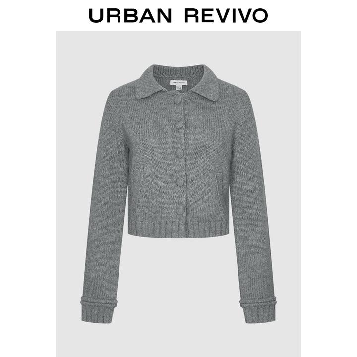 UR2025秋季新款女装翻领纽扣短款针织开衫UYY950110