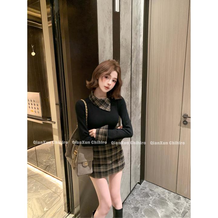 「海伦娜」秋季时尚气质百搭洋气小众减龄套装QXD5TZ8552A(送腰带)