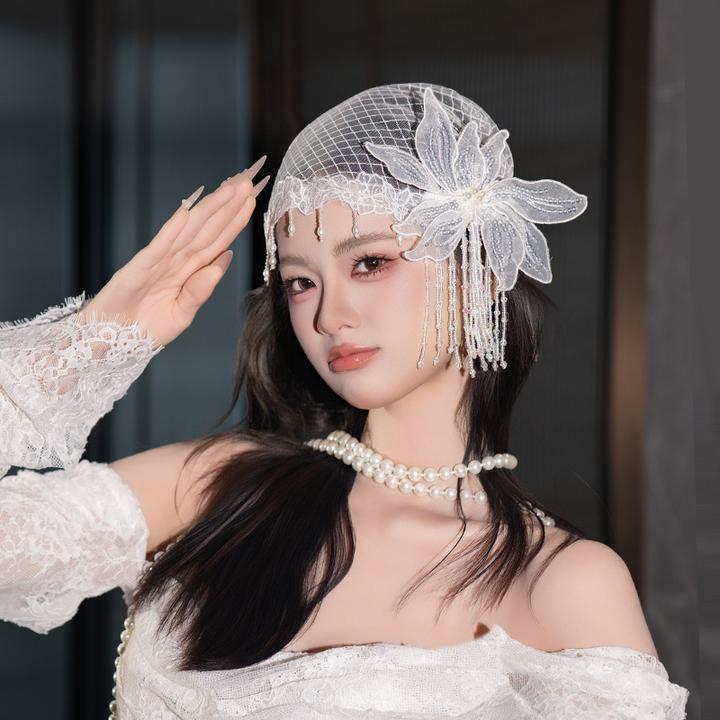 非金属布艺婚庆饰品 2025新娘头饰花朵流苏高级感婚礼配饰MC3103