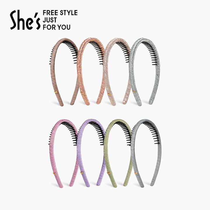 shes轻简百搭布艺带齿发箍收拢碎发气质防滑头箍发卡发饰头饰