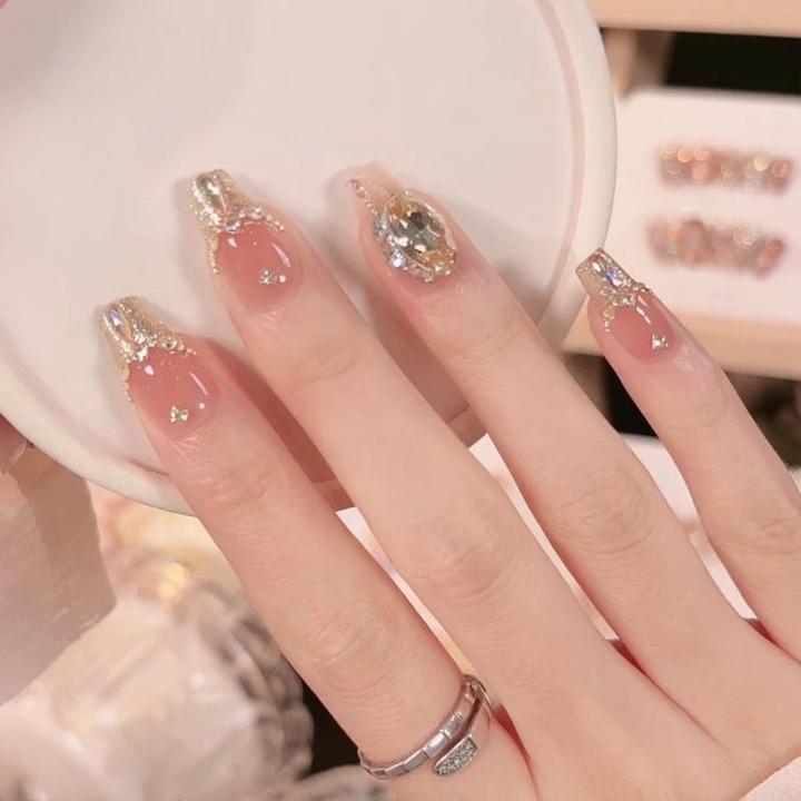 【巴黎往事】法式镶钻爆闪美甲手工穿戴甲轻奢气质显白高级感美甲片