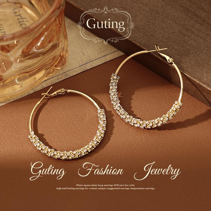 铜合金合成锆石耳饰 21933满钻大圆圈耳环2025新款耳钉耳圈饰女