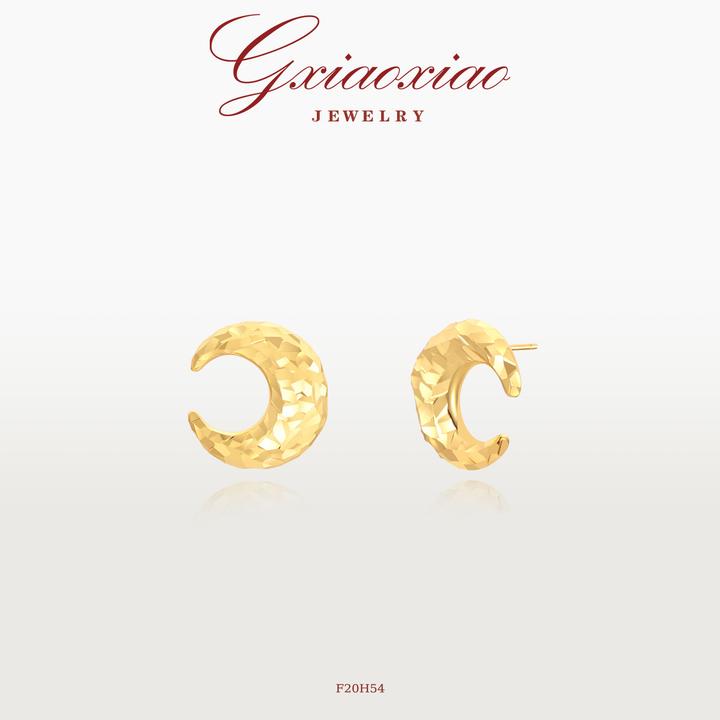 G XIAOXIAO镀K金耳饰时尚气质小众高级百搭月亮耳环F20H54 F20H55