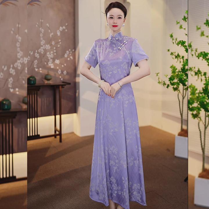 【Mulberry07】2025夏季新款气质提花复古中国风旗袍连衣裙大摆裙