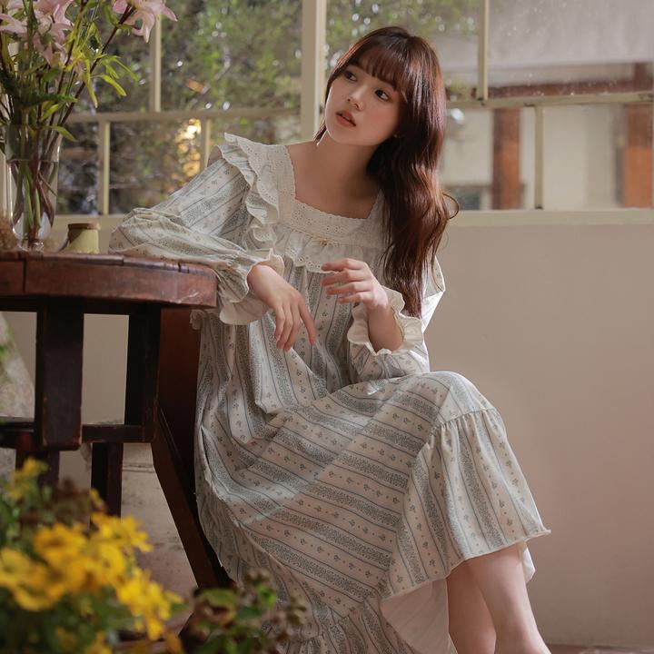 思莉太太【素颜天才】秋季睡裙女款爆款2025新款法式宫廷风睡衣长裙