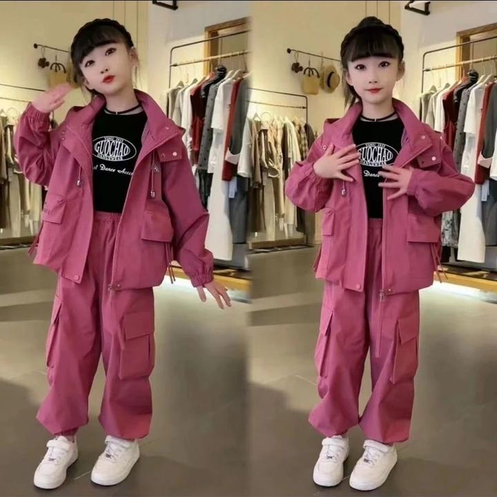 女童春季工装套装2025新款儿童韩系网红炸街中大童洋气韩版春秋D