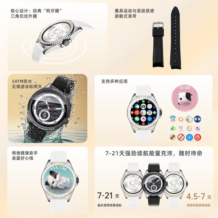 WATCH PT6 PRO搭载HUAWEI smart movement限量款监测心率血氧手表