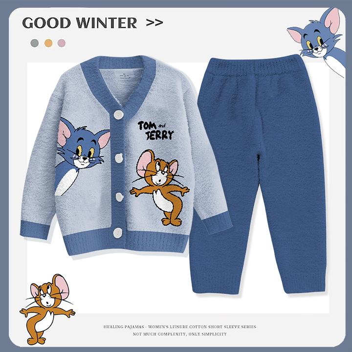 软绵绵儿童睡衣珊瑚绒秋冬季加厚款2025新款加绒大男童男孩半边绒