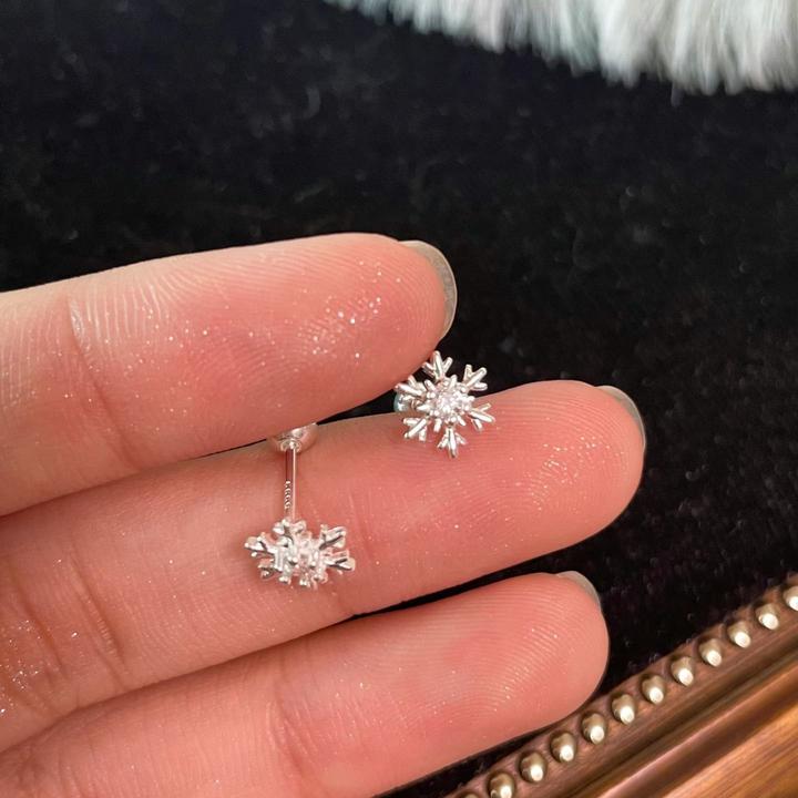 合金耳饰 绝美氛围感小雪花耳钉女养耳洞睡觉免摘耳骨钉ins耳饰