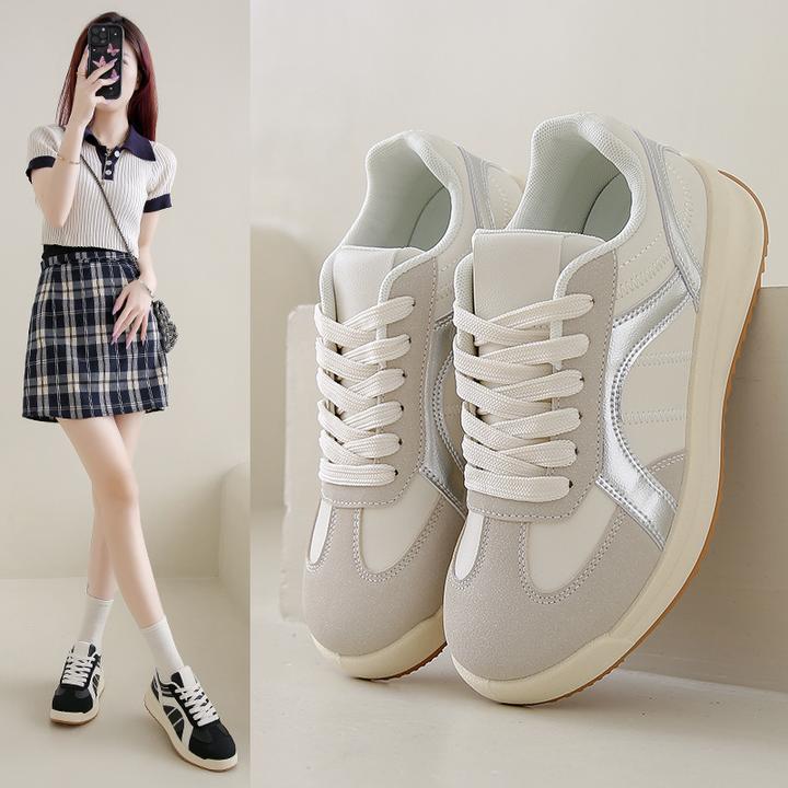 ins韩版新款德训鞋女2025春季学生运动跑步休闲鞋厚底增高鞋AG673