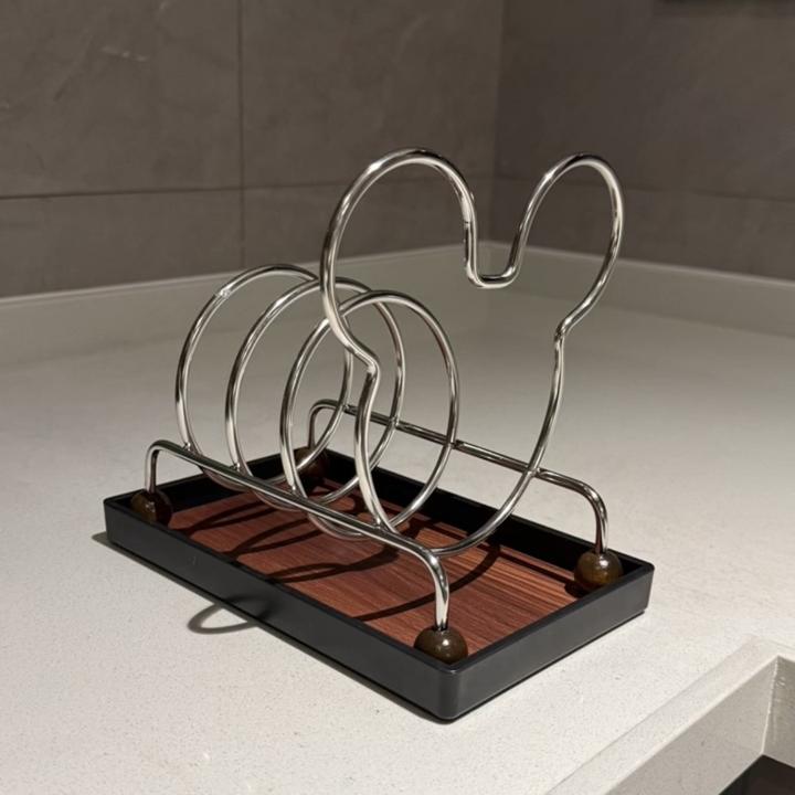 米奇锅盖架厨房置物架家用多功能台面锅盖收纳架菜板沥水架砧板架