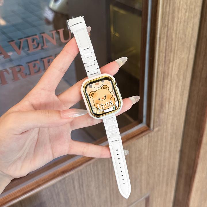 陶瓷拼皮表带适用于iwatch手表S10applewatchS11苹果手表s9s8腕带