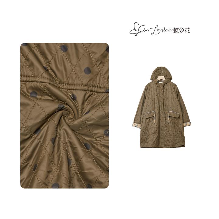 蝶令花秋季波点口袋格纹装饰休闲舒适时尚通勤带帽薄棉服241125