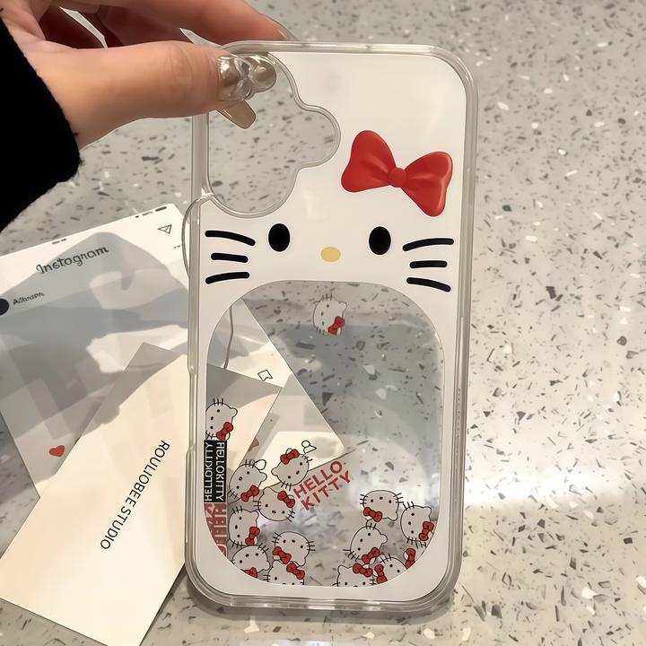 少女可爱滑片KT猫流沙适用16苹果15手机壳iPhone14/13/12promax套