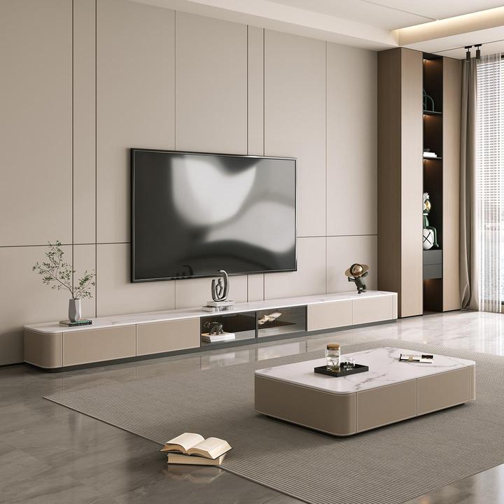 意式极简广东佛山岩板落地电视柜茶几组合2025新款客厅家用影视柜