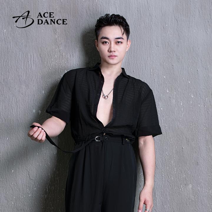 ACE dance瑰意新款拉丁舞男长短袖侧开叉燕尾设计款练功衬衫SY210