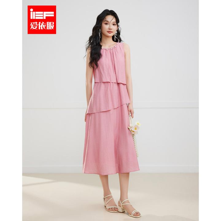 IEF/爱依服连衣裙2025夏季新款法式温柔小女人度假风背心中长裙