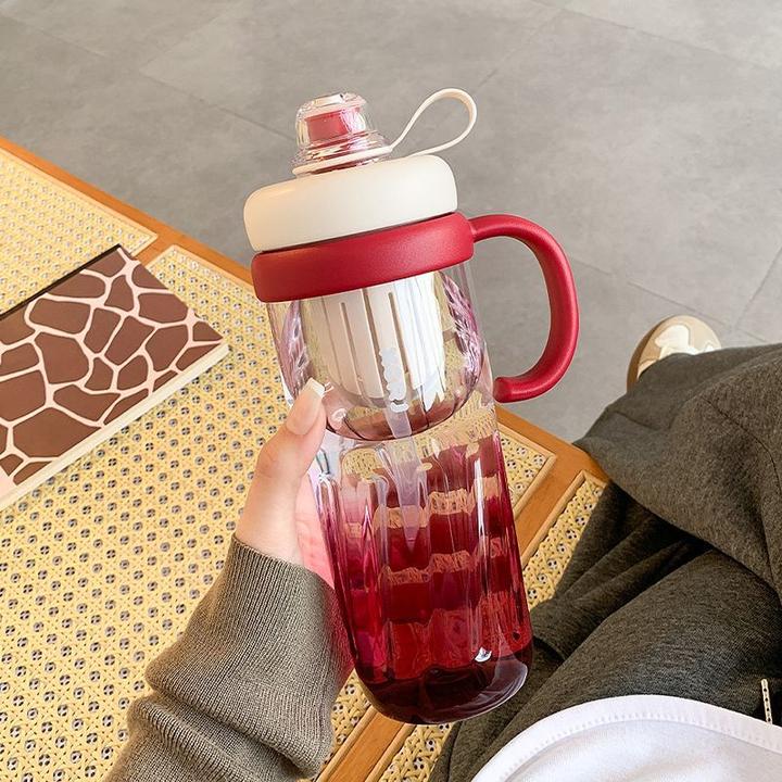 巨无霸水杯大容量杯子女生高颜值吸管夏天学生茶水分离泡茶塑料杯