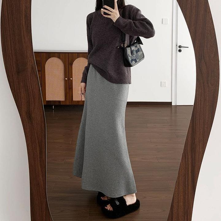 曼巴棉鱼尾裙女 春秋新款高腰垂感a字中长款包臀裙气质显瘦半身