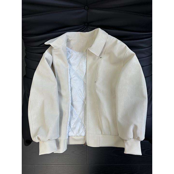 美式pu皮衣棉服男款冬季痞帅飞行员夹克cleanfit翻领棒球棉衣外套