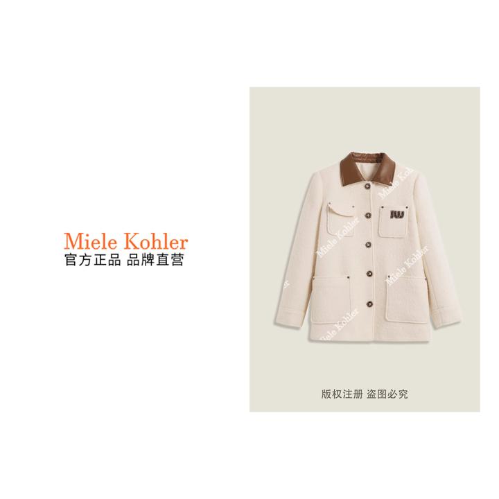 冬季法式小香风撞色绵羊毛长袖女外套MKKQ85782【澳门小源同款】