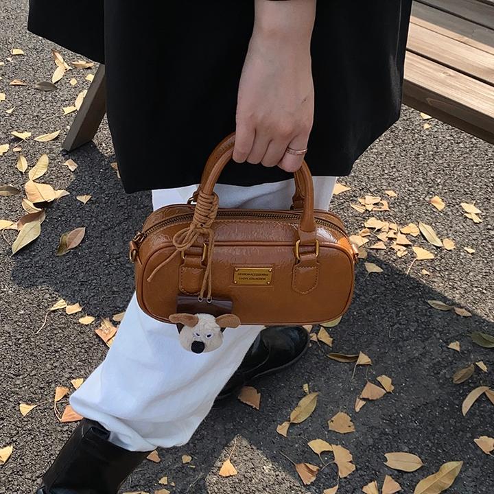 【秋枫晨雾】秋冬新款手提保龄球包时尚韩系单肩方包斜挎包包女爆款