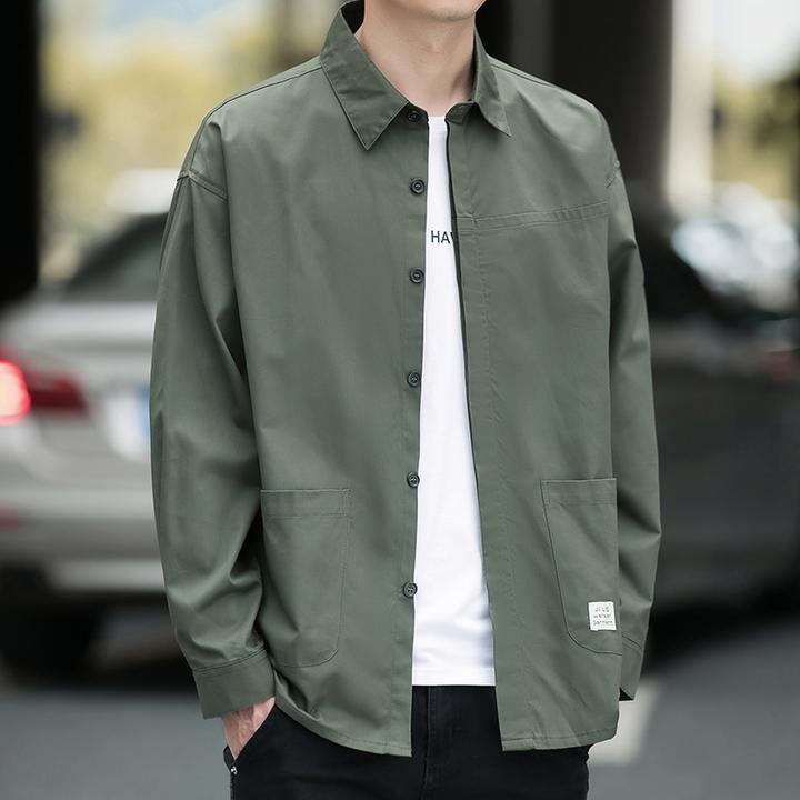 啄木鸟新款春夏季衬衫男装ins港风秋装长袖工装衬衫百搭潮牌上衣