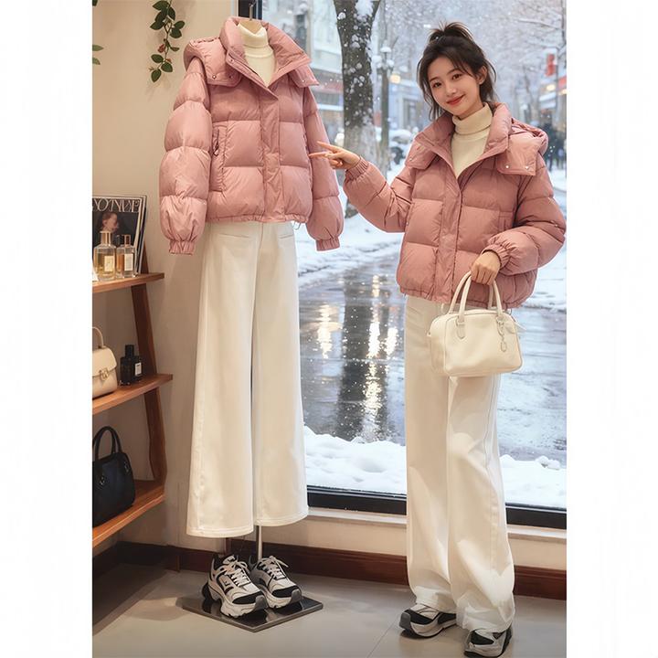 今年流行爆款超好看连帽棉服女2025冬季新款小个子短款面包服外套