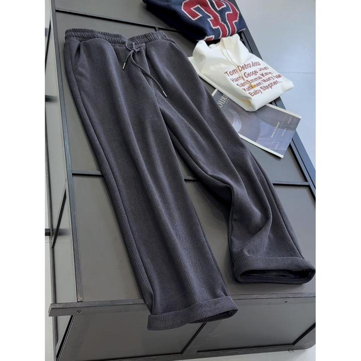 加厚绒过冬雪尼尔松紧腰直筒百搭休闲阔腿裤女秋冬高腰垂感