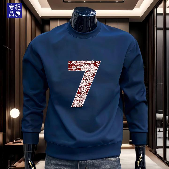 公鸡男士国潮简约休闲通勤印花套头圆领宽松秋冬卫衣新款上衣潮流