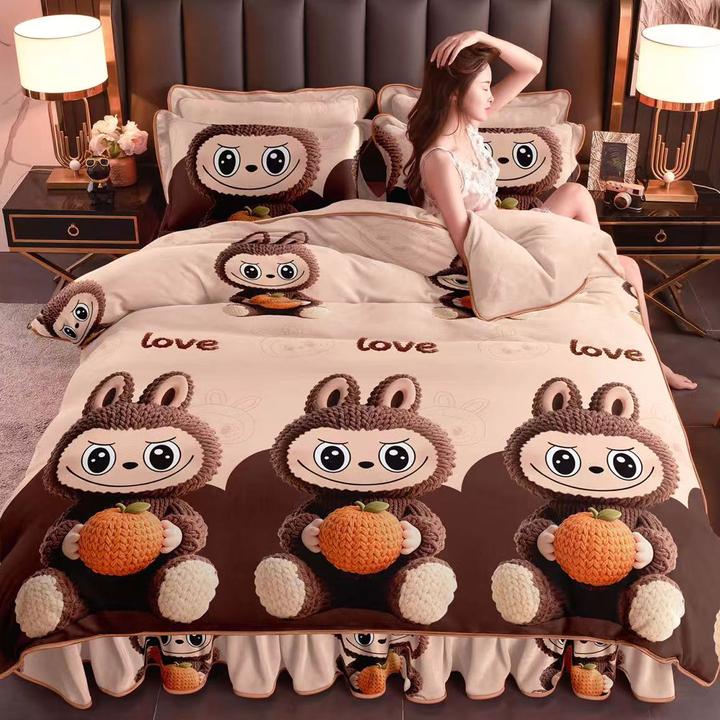 拉布布牛奶绒被套单件冬天加厚珊瑚绒毛被罩学生1.8米150x200x230