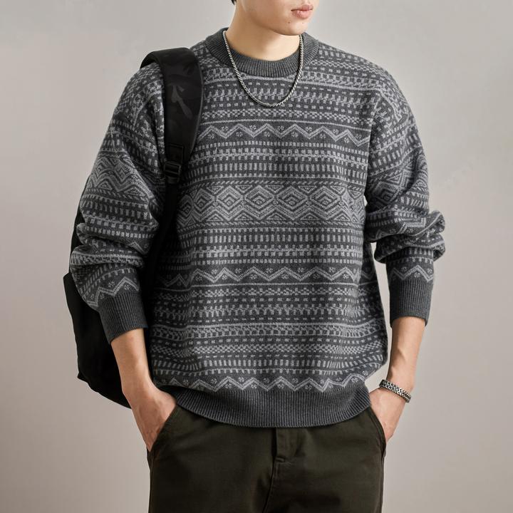 MR.MUDI/穆迪先生费尔岛纹样2025新款毛衣男士秋冬款高端大码加厚